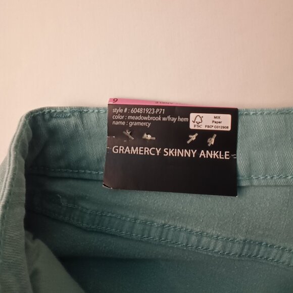 NWT Nine West Jeans Gramercy Skinny Ankle Mid Rise Green Color - Picture 5 of 10